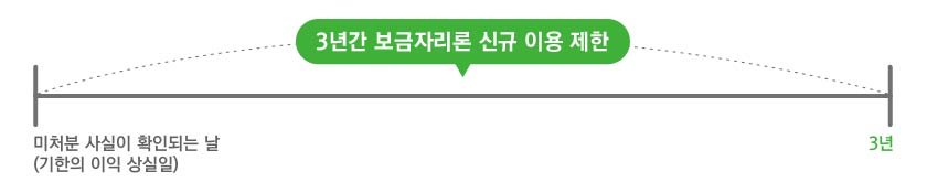 미처분 사실이 확인되는날(기한의 이익 상실일)로 부터 3년간 보금자리론 신규 이용 제한